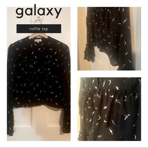 STELLA TWEED - galaxy ruffle top